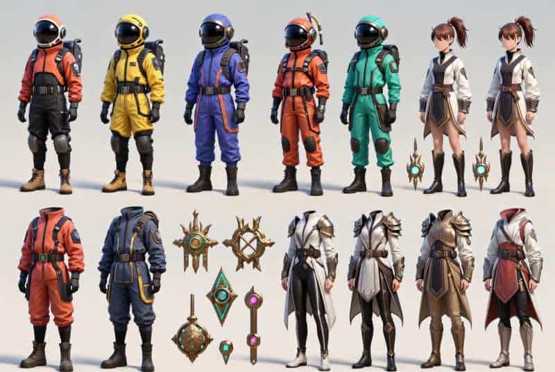 Selection of generic cosmetic items such as skins, outfits