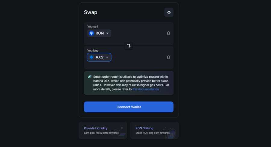 Ronin swap interface 